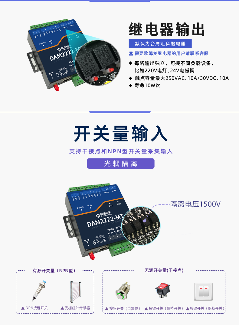 DAM-T2222-MT 工業(yè)級(jí)數(shù)采控制器開(kāi)關(guān)量輸入