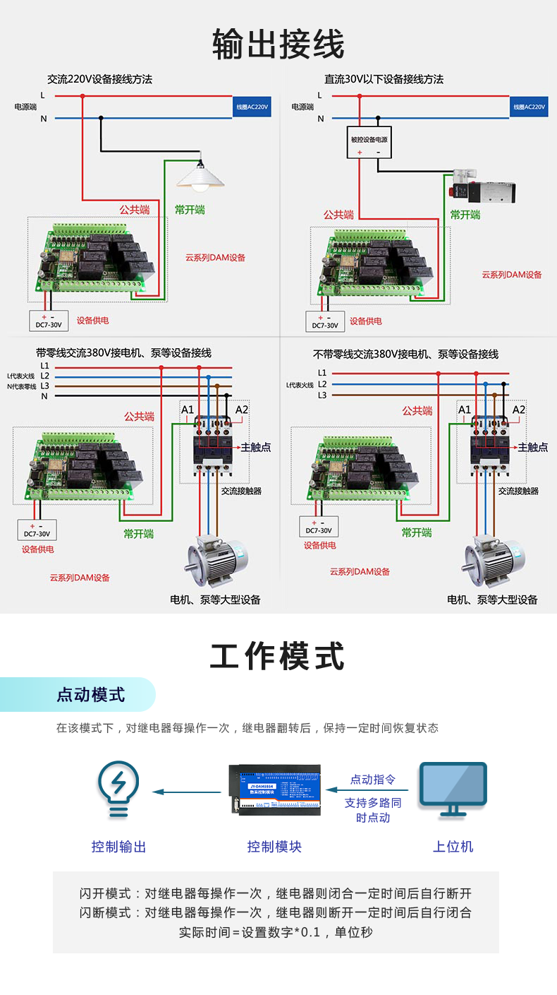 云平臺 DAM8884 網(wǎng)絡版 遠程智能數(shù)采控制器輸出接線