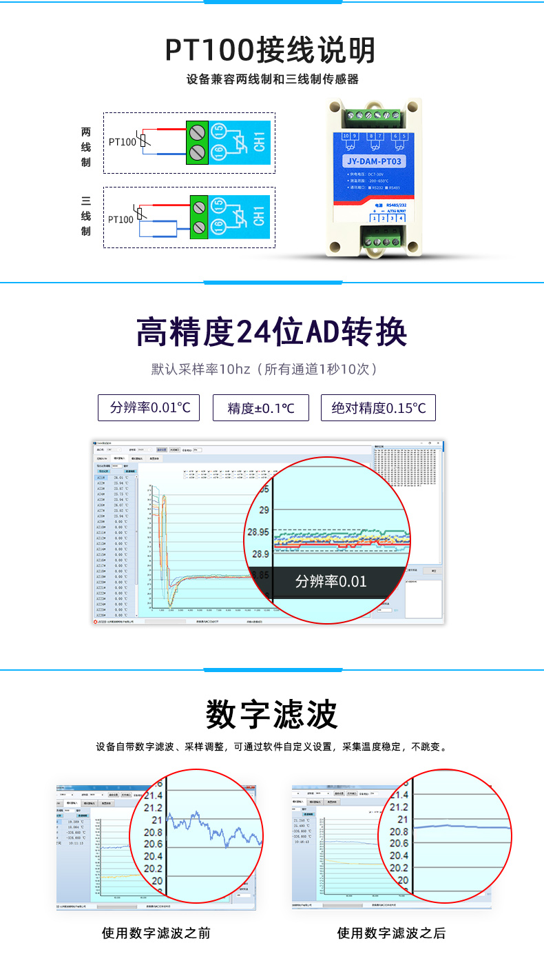 DAM-PT03 溫度采集模塊接線說明