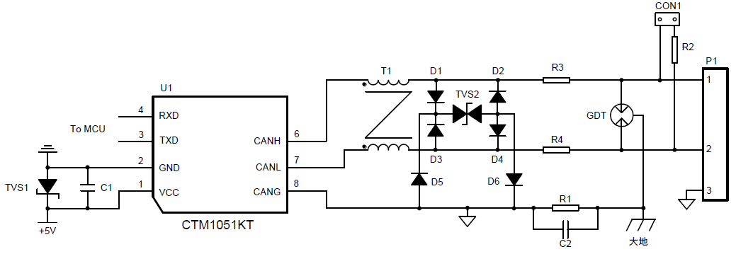 CAN總線推薦保護電路