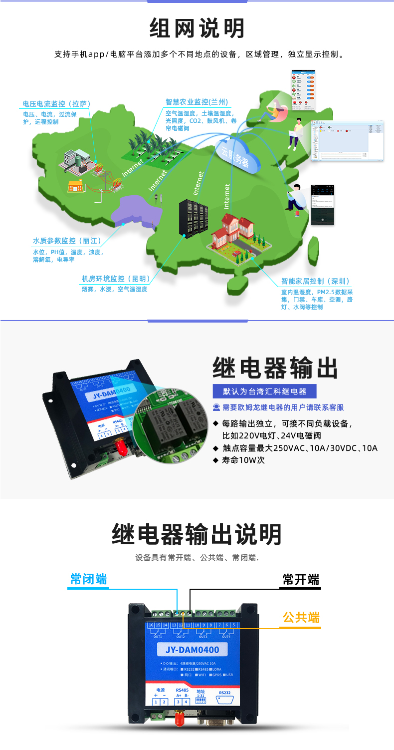 云平臺(tái) GPRS-0400 遠(yuǎn)程智能控制器 繼電器輸出說(shuō)明